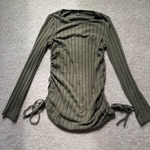 Maternity Olive Green Ribbed Long Sleeve Top